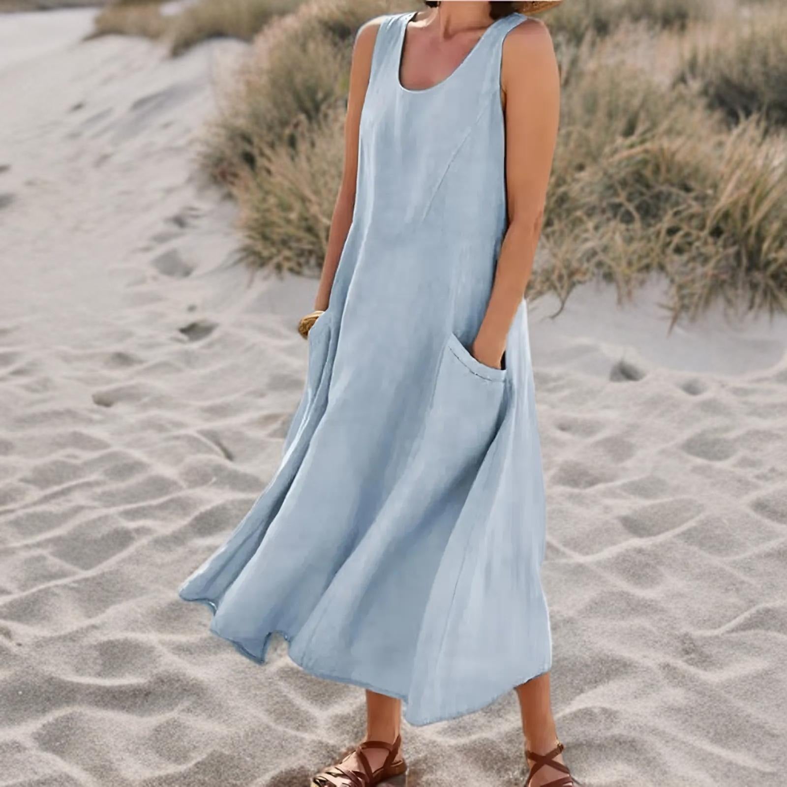 Margarette – Sleeveless Flowy Pocket Dress for Warm Weather Ease