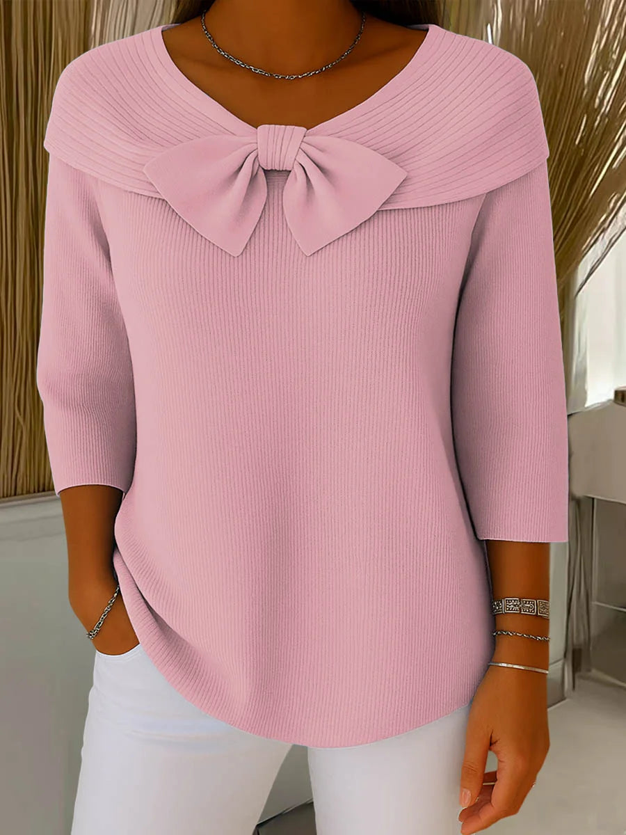 Elaira – Soft Knit Sweater with Bow Detail