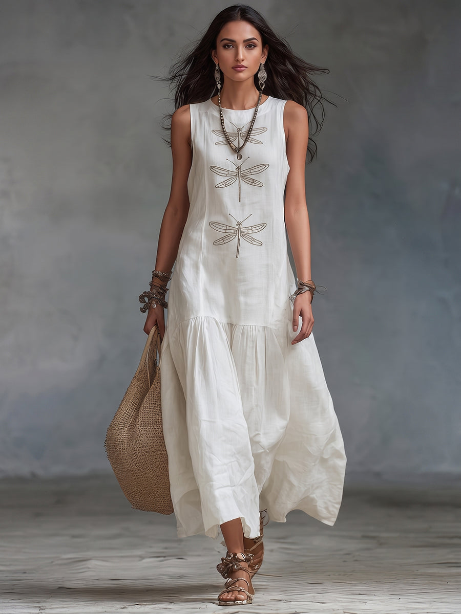 Geneva - Sleeveless Cotton Linen Maxi Dress