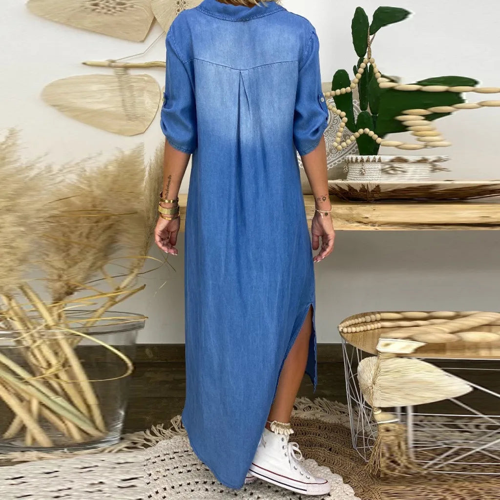 Lucille - Long Denim Style Dress