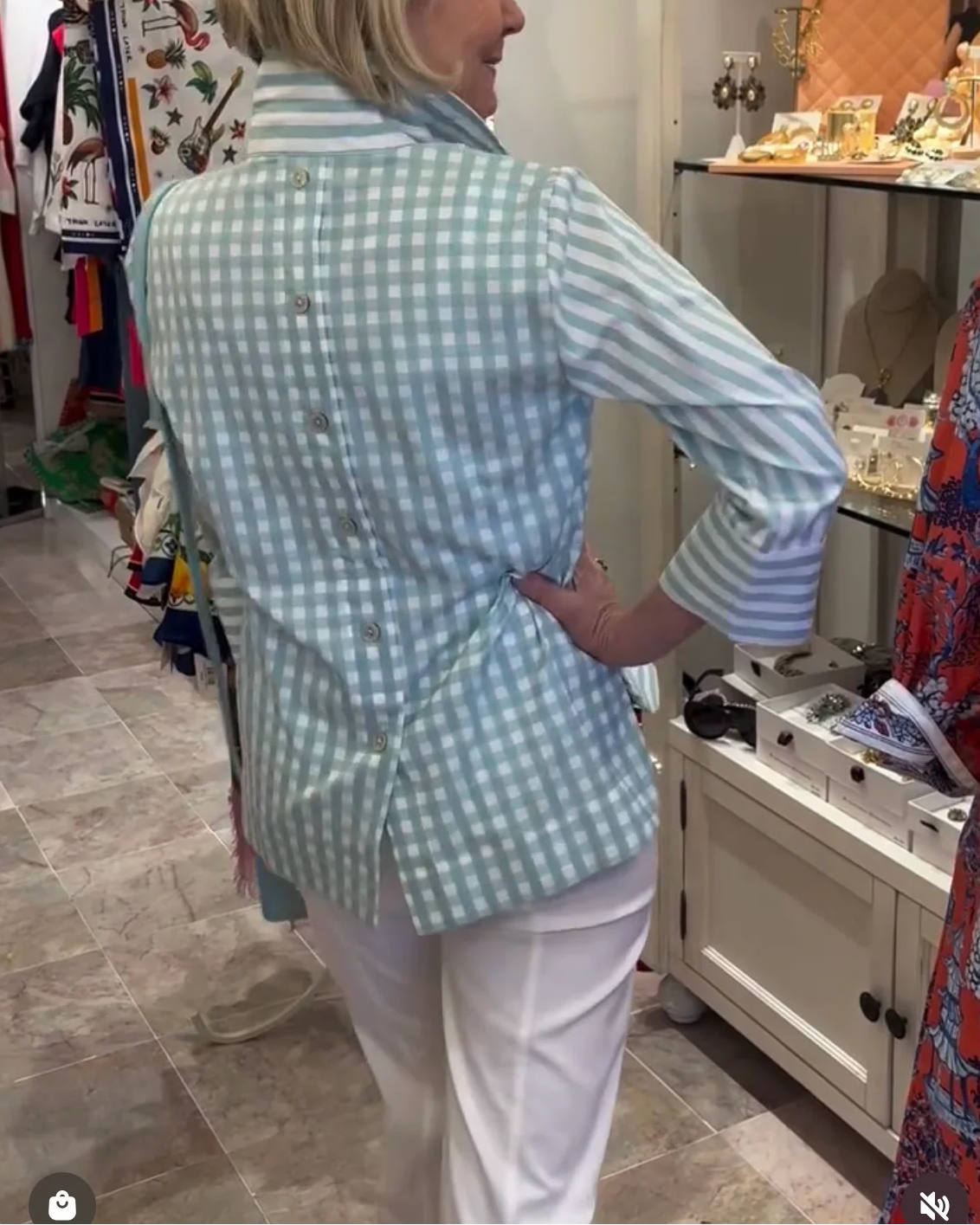 Euna - Cotton Stripe Gingham Blouse