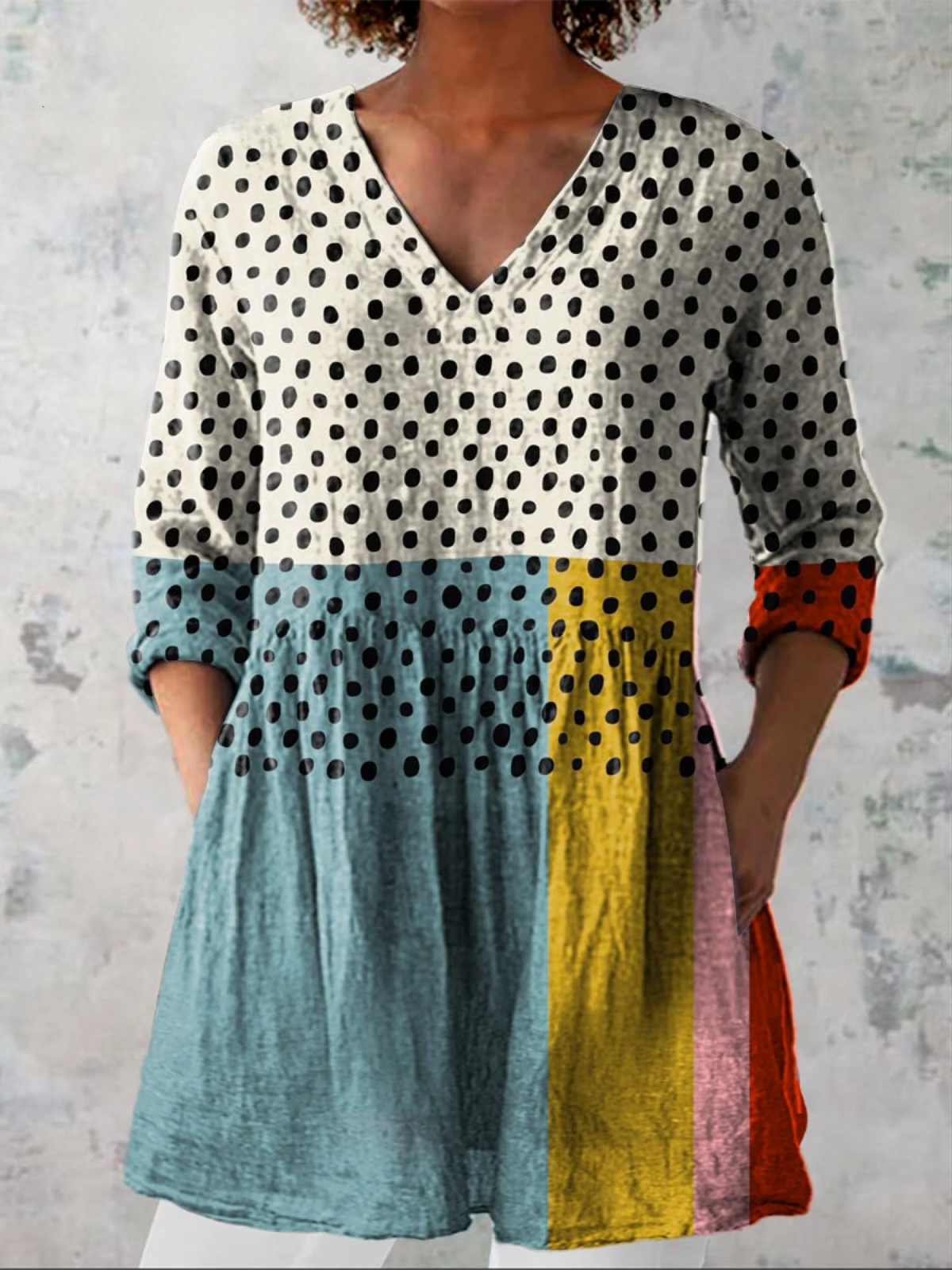Rena - Long Blouse with V-Neck