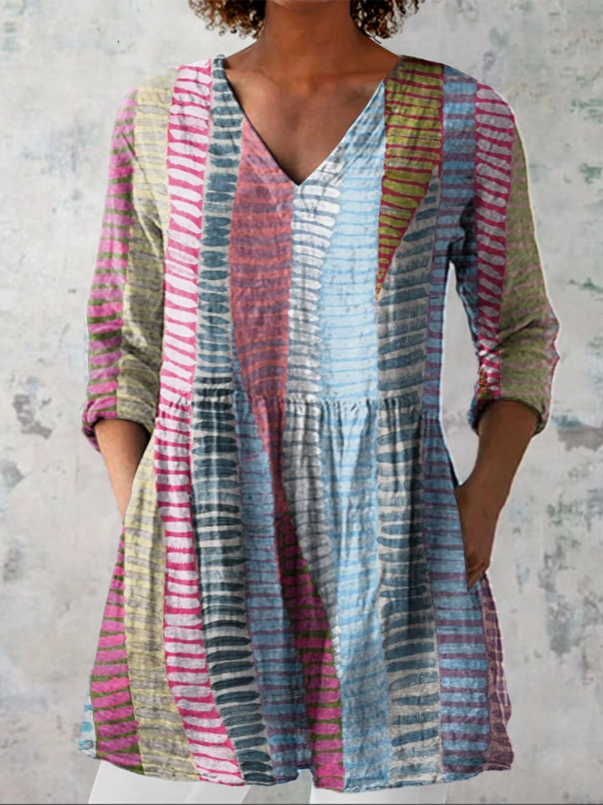 Erica - Long Blouse with V-Neck