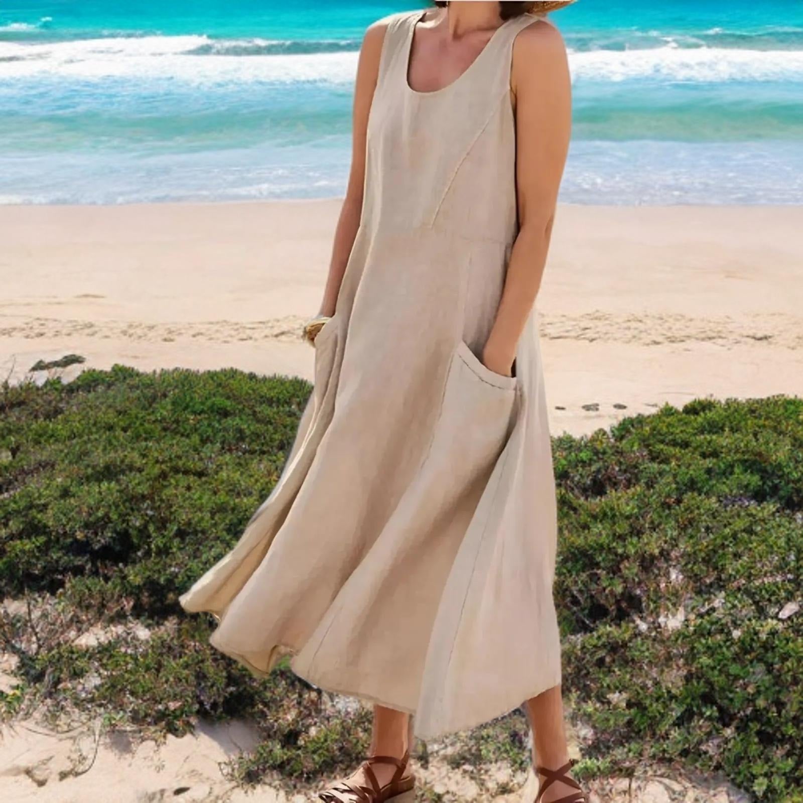 Margarette – Sleeveless Flowy Pocket Dress for Warm Weather Ease