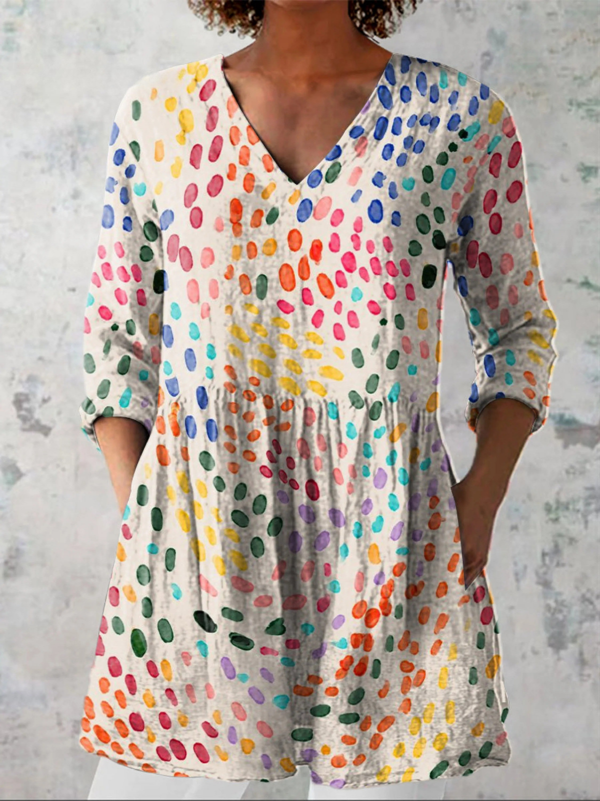 Olga - Long Blouse with V-Neck
