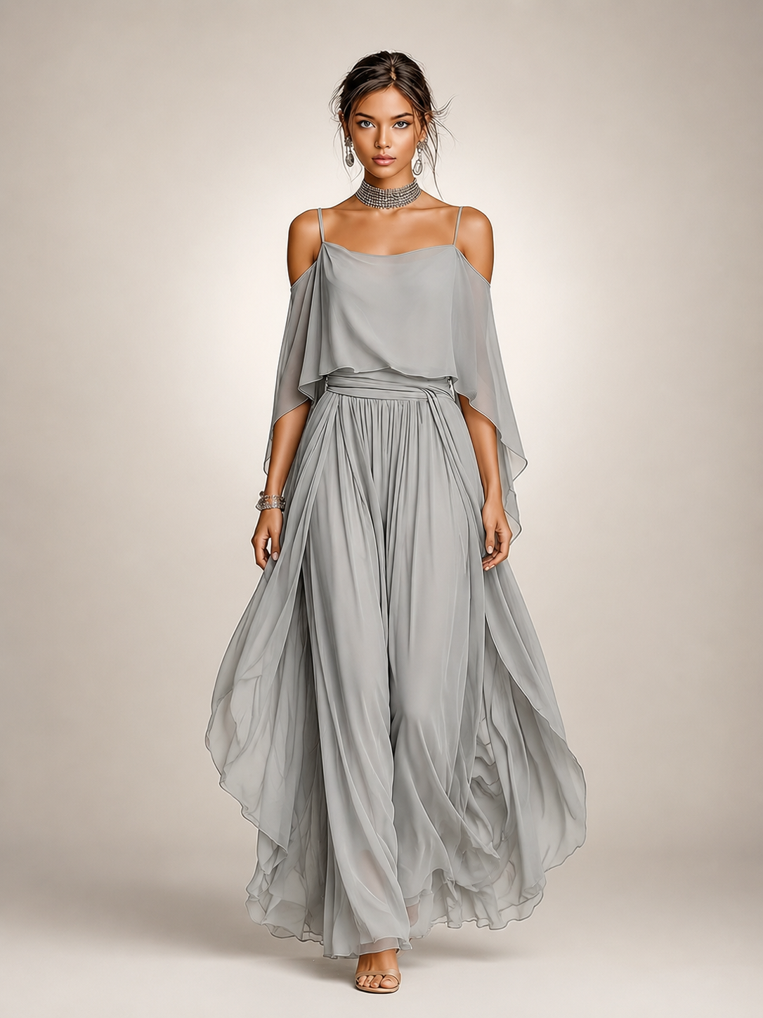 Hermina - Elegant Chiffon Pants Set