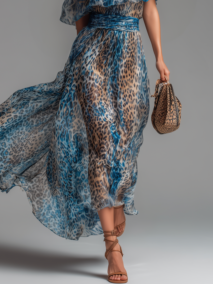 Larrie - Animal Print One-Shoulder Maxi Dress