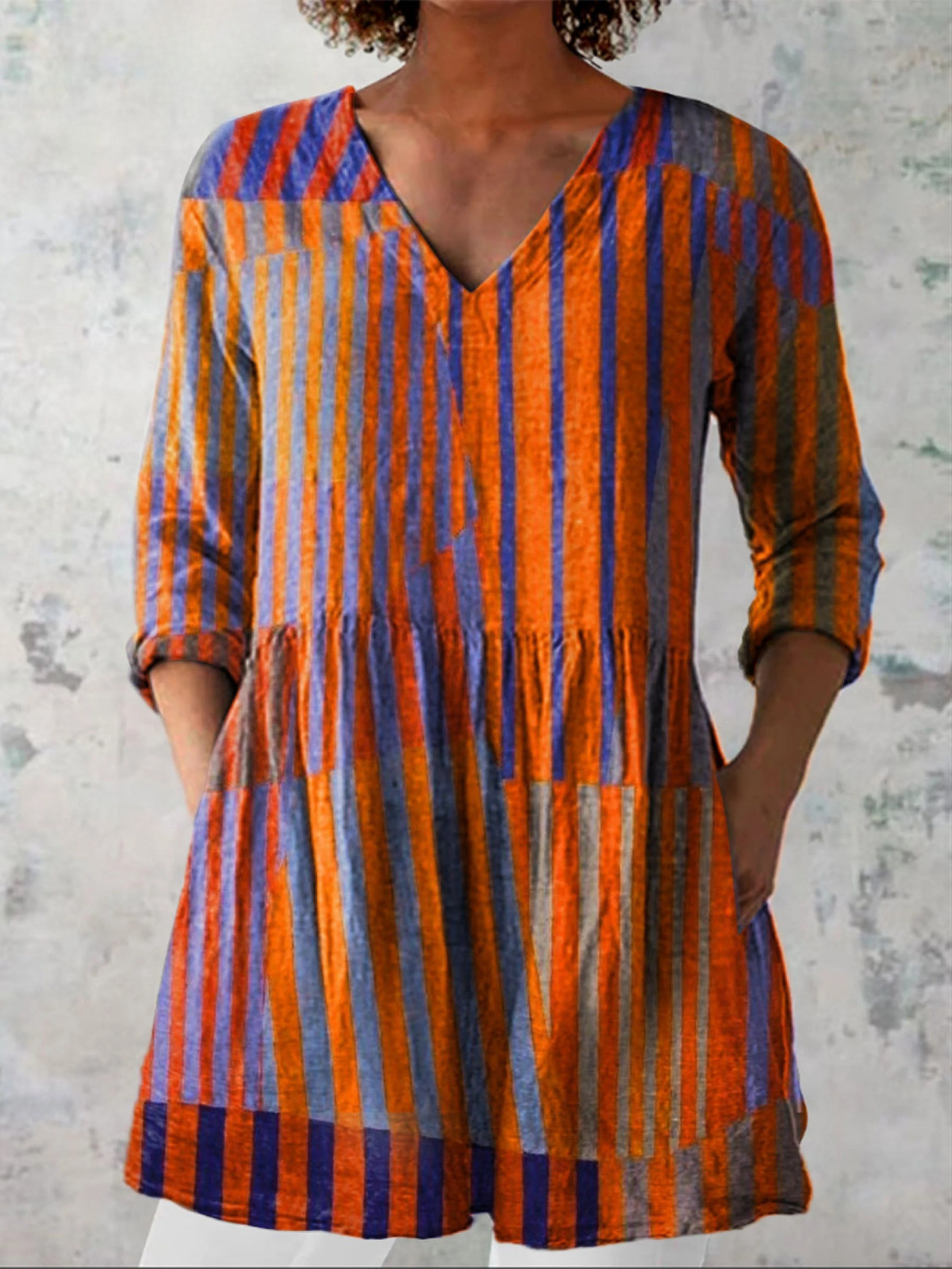 Trixia - Long Blouse with V-Neck