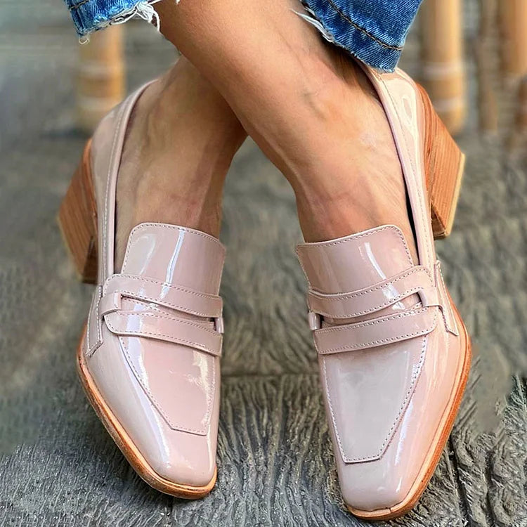 Andie – Pink Patent Loafers with High Heels