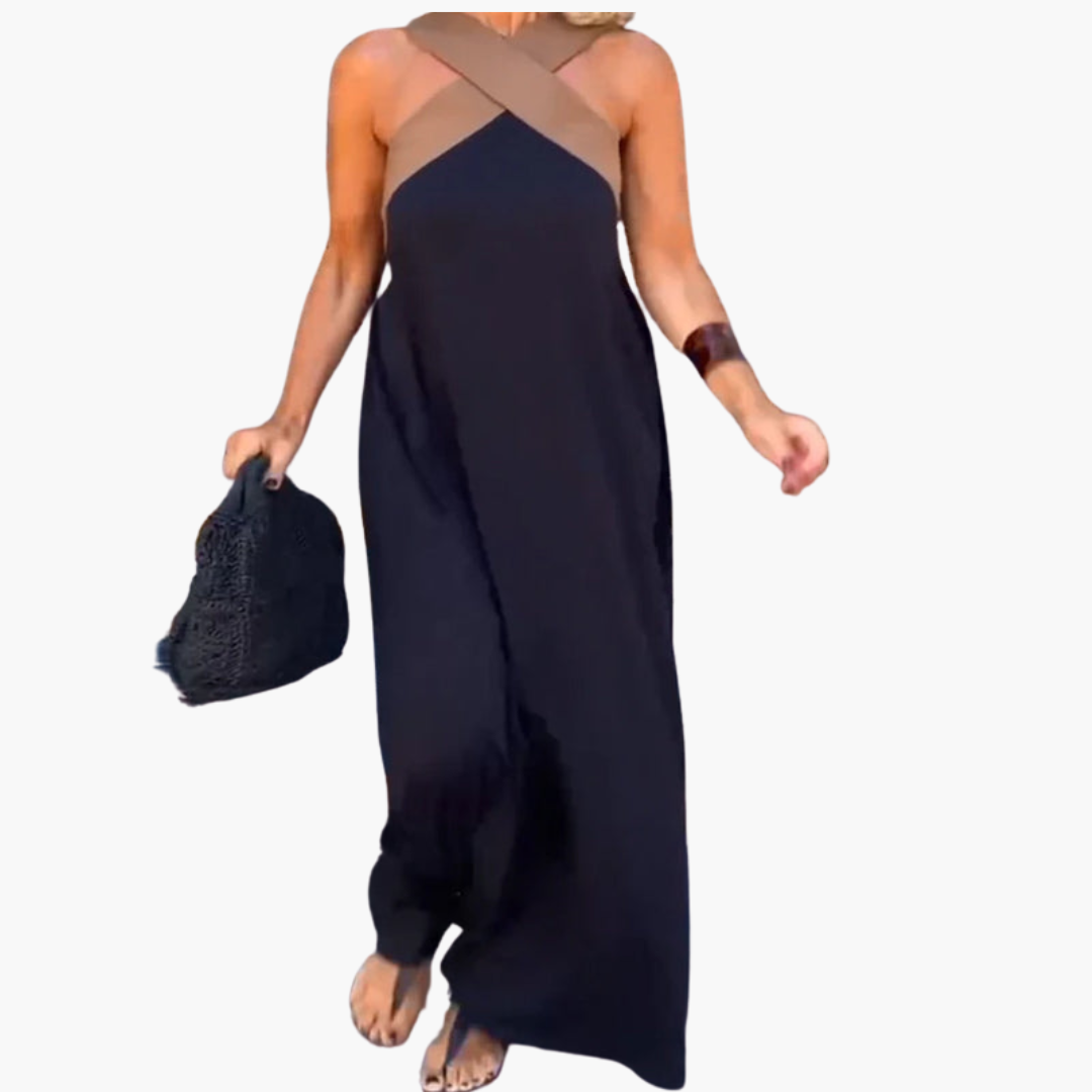 Eliza | Crossover Halter Maxi Dress