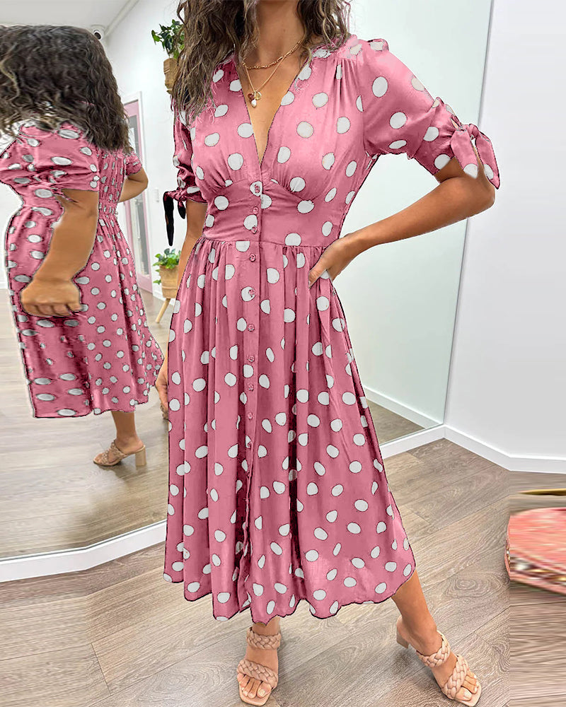Maddie – Lightweight Polka Dot Dress with Puff Sleeves