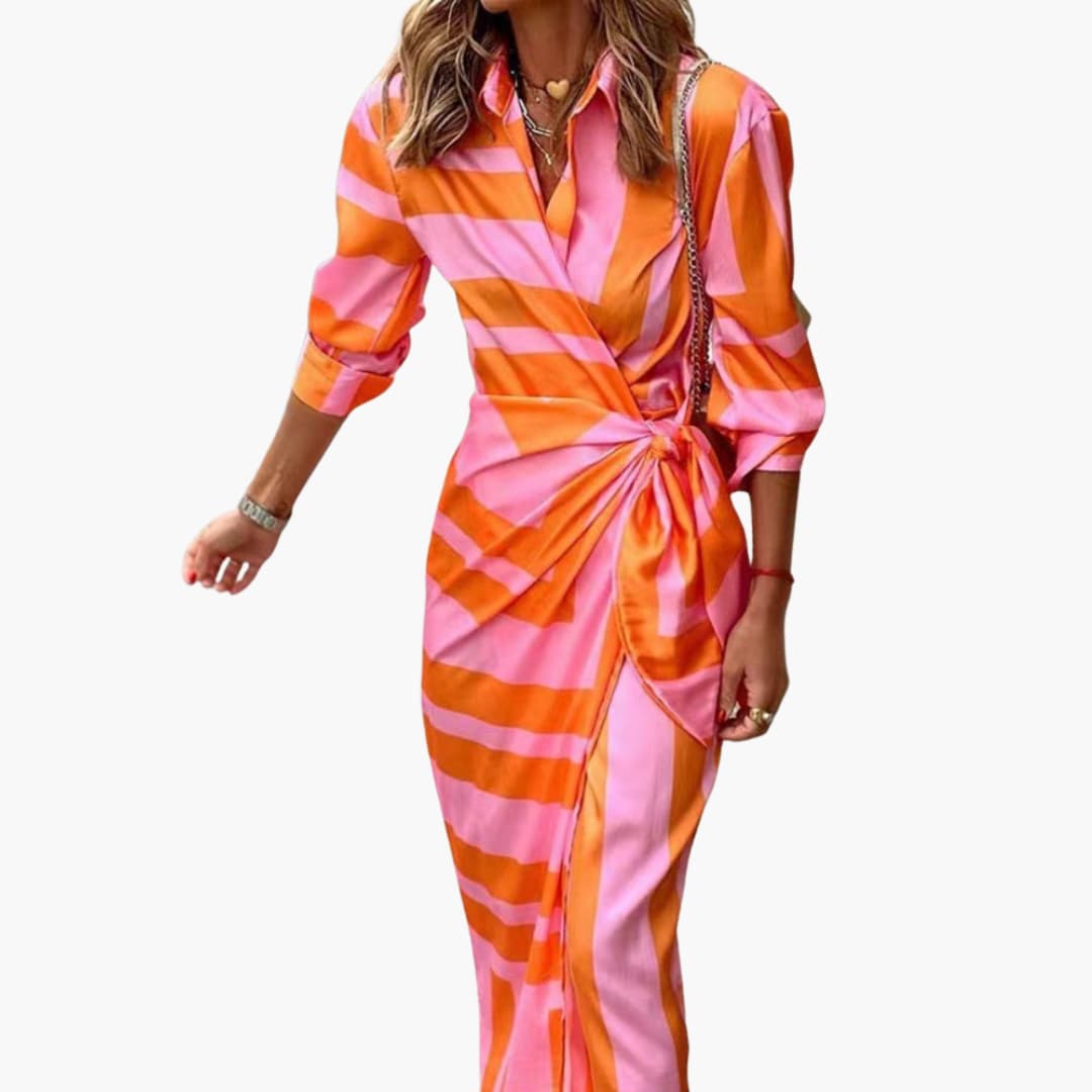 Clarissa | Striped Midi Shirt Dress