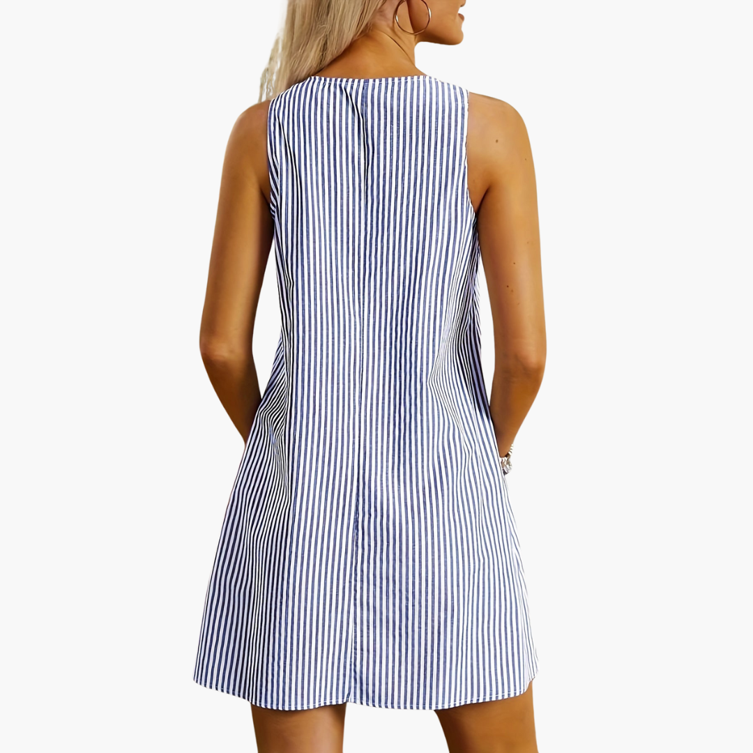 Natalie | Sleeveless Striped Pocket Dress
