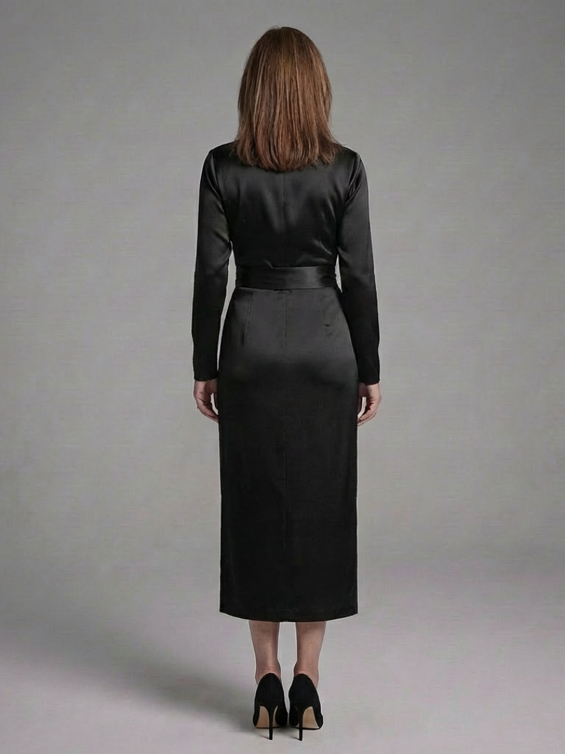 Louzette - Long Sleeve Midi Dress With Side Closure