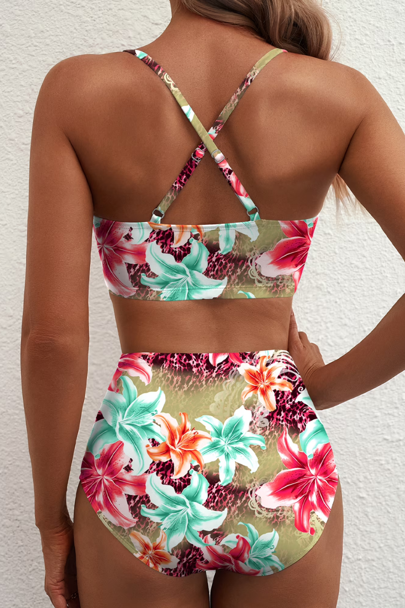 Margie - Floral High Waist Tummy Control Bikini Set
