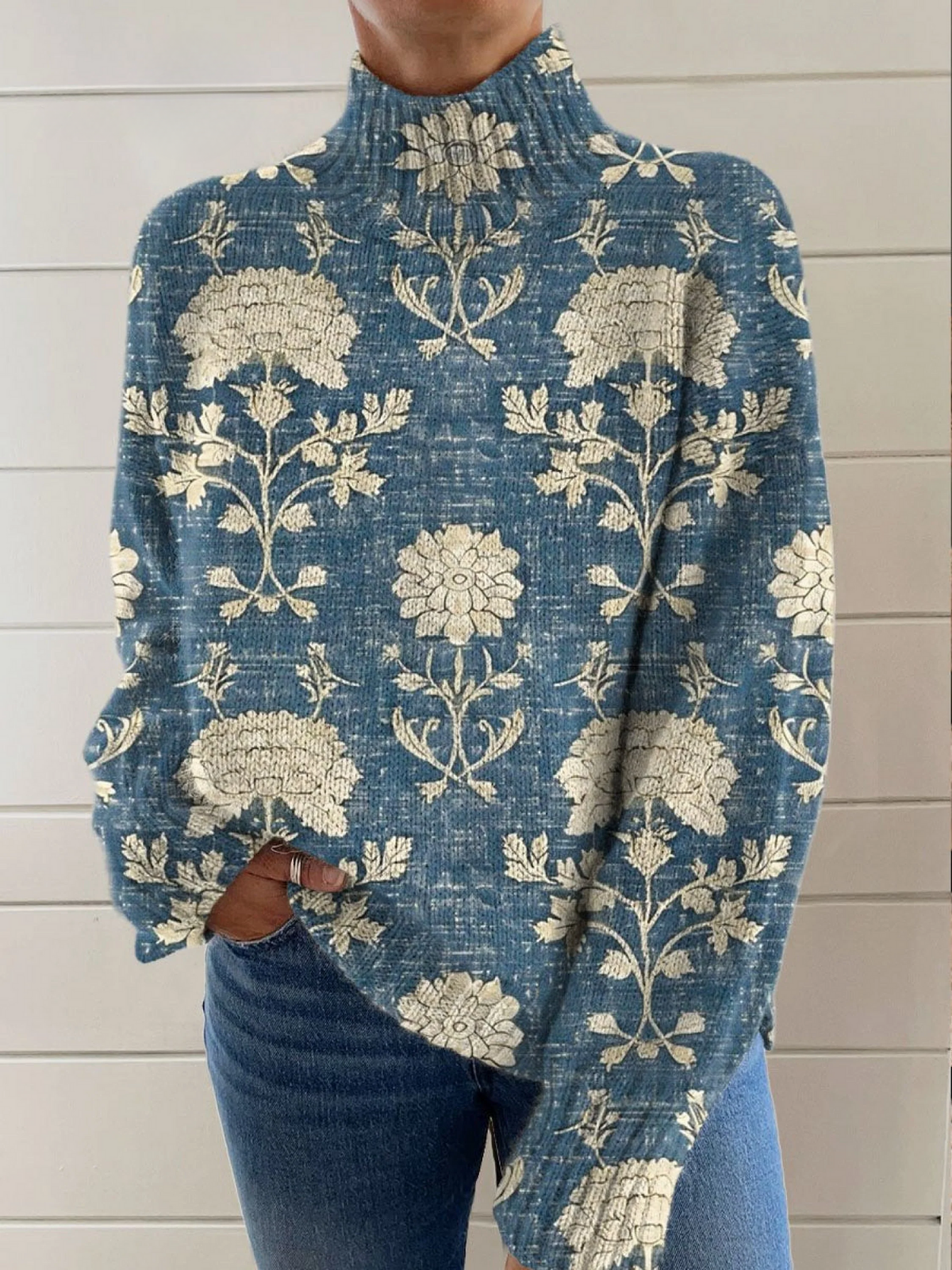 Dahlia - Timeless Floral Turtleneck