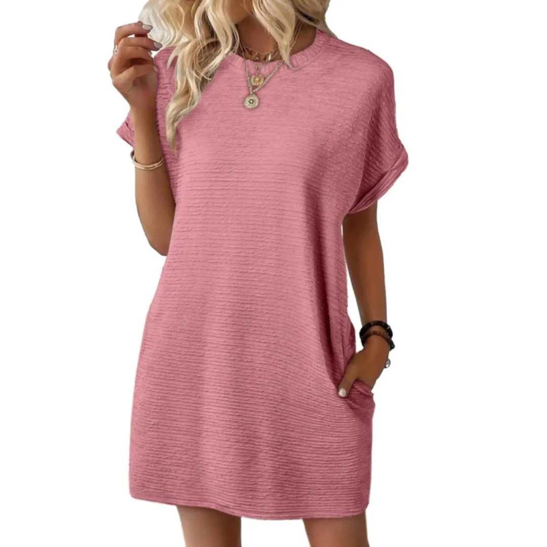 Evah – Casual Minimalist Round Neck Summer Dress