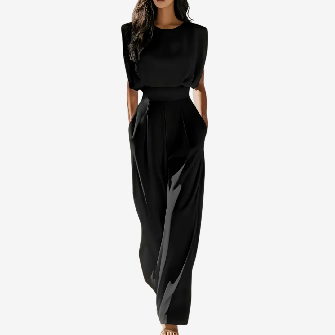 Aries - Elegant Belted Fluid Jumpsuit