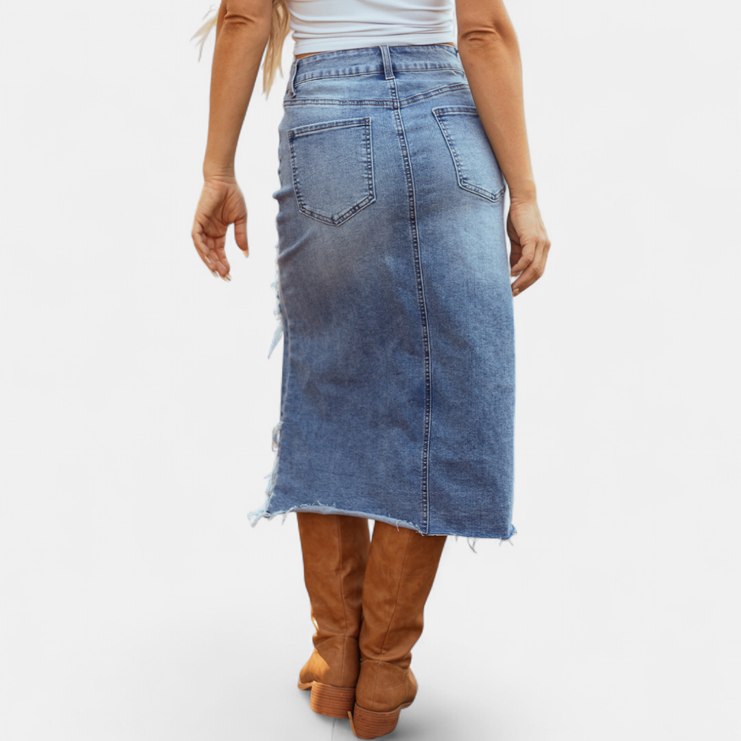 Blake - Relaxed High-Waist Denim Maxi Skirt