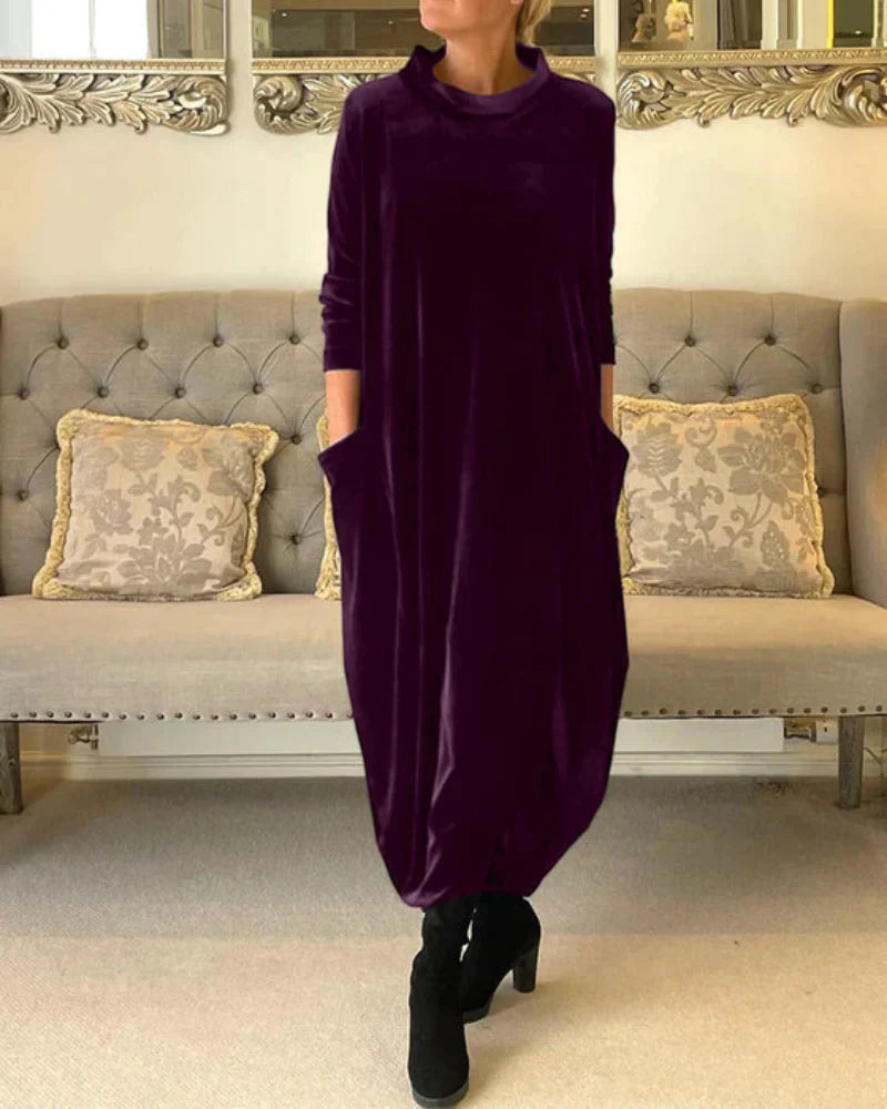 Amella – Elegant Velvet Winter Dress