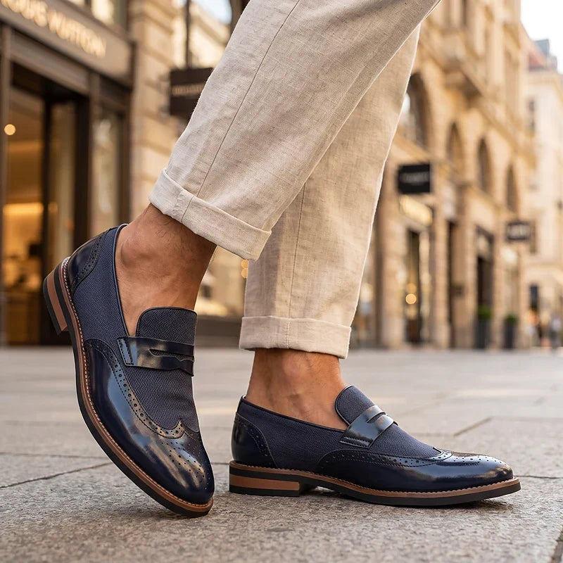 Everett - Leather Woven Brogue Loafers