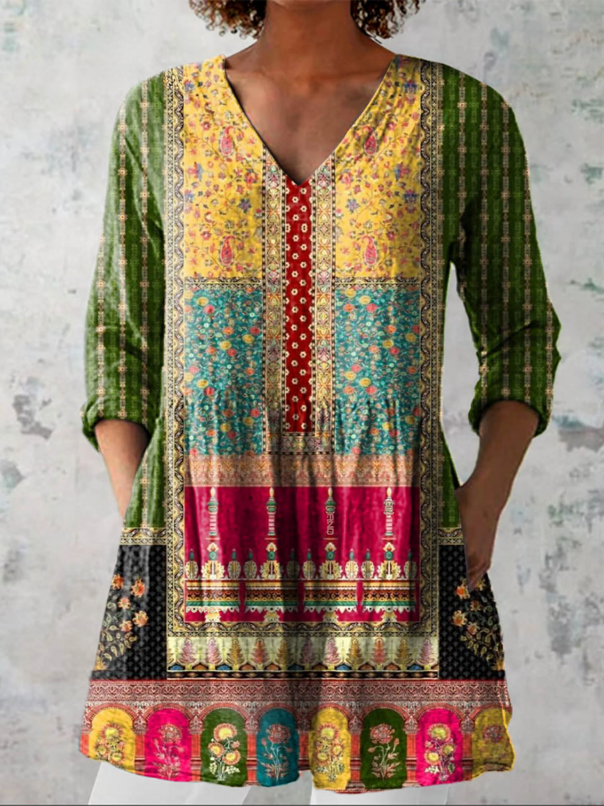 Karol - Long Blouse with V-Neck