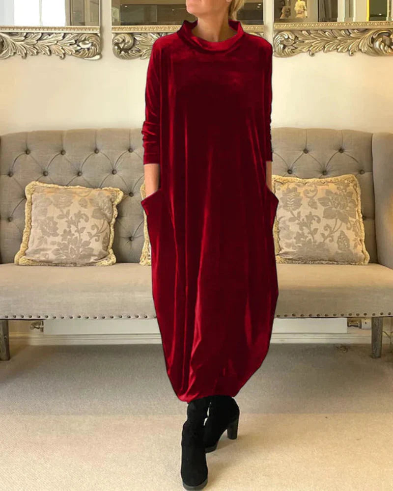 Amella – Elegant Velvet Winter Dress