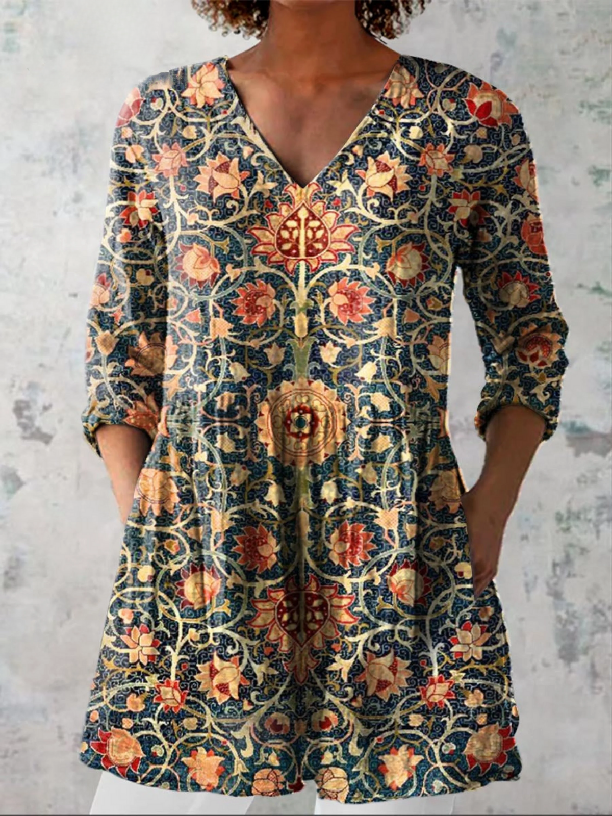 Therese - Long Blouse with V-Neck