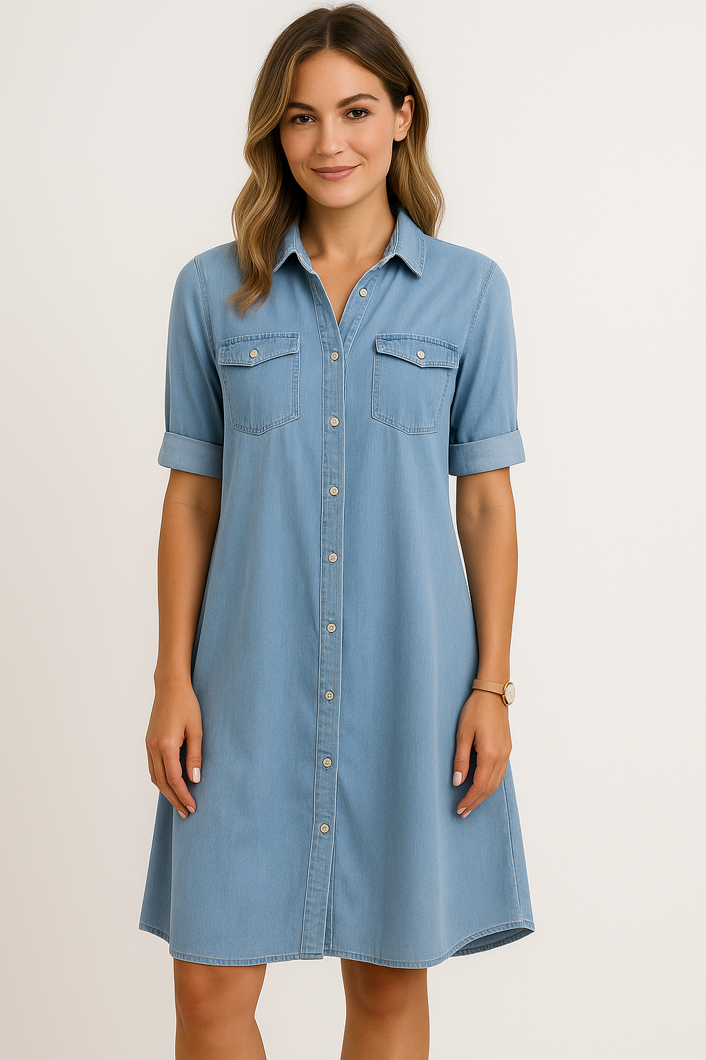 Lena - Casual Denim Shirt Dress