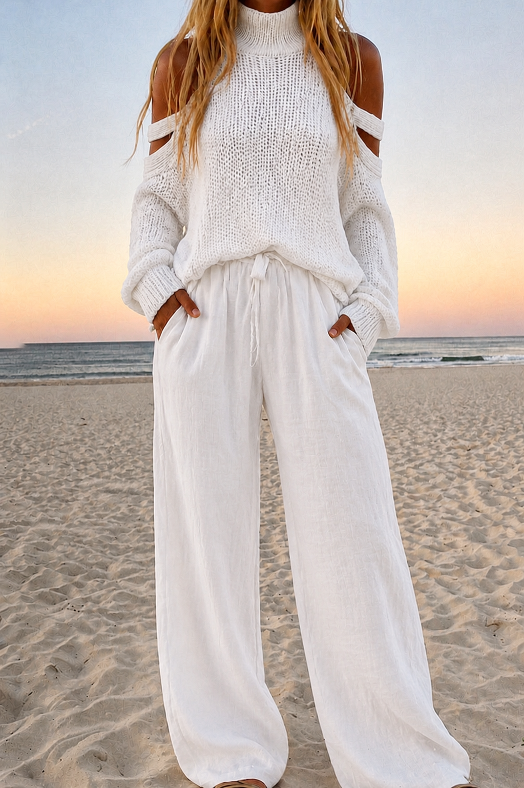 Ilene – Modern Knit Top and Wide-Leg Pants Set