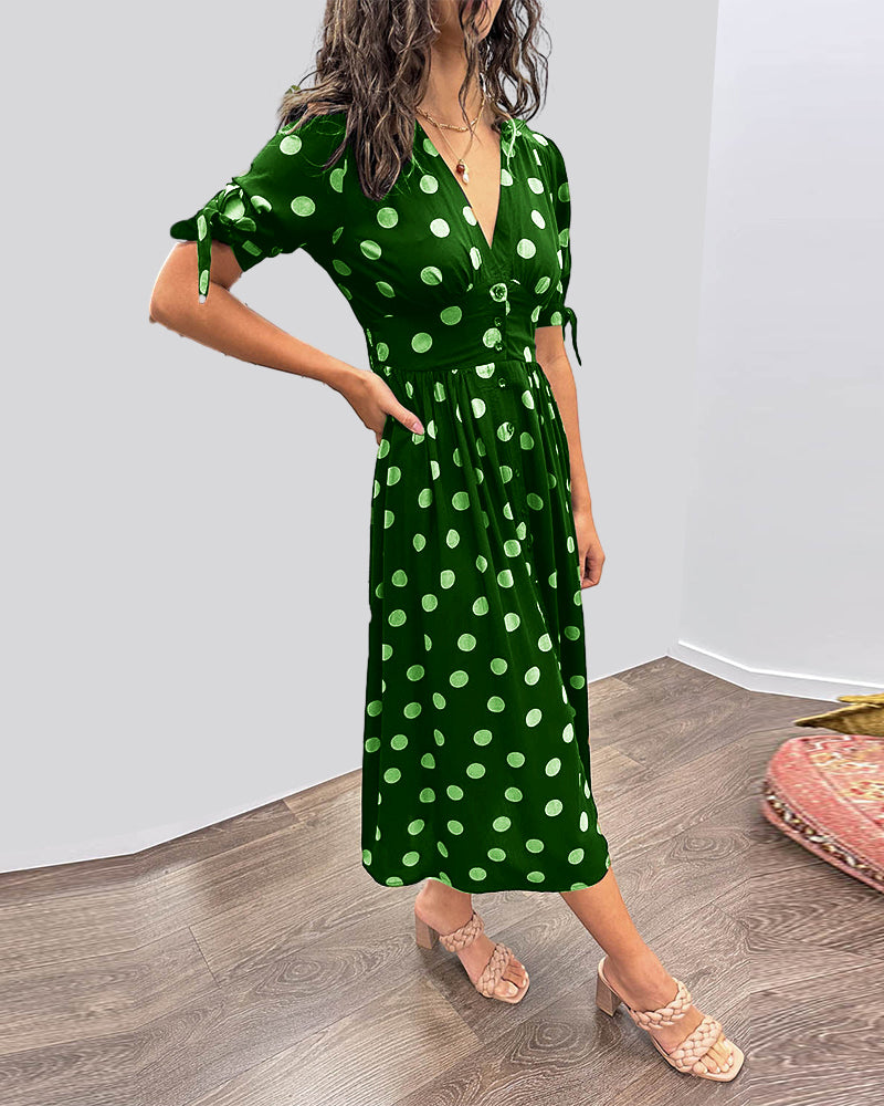 Maddie – Lightweight Polka Dot Dress with Puff Sleeves
