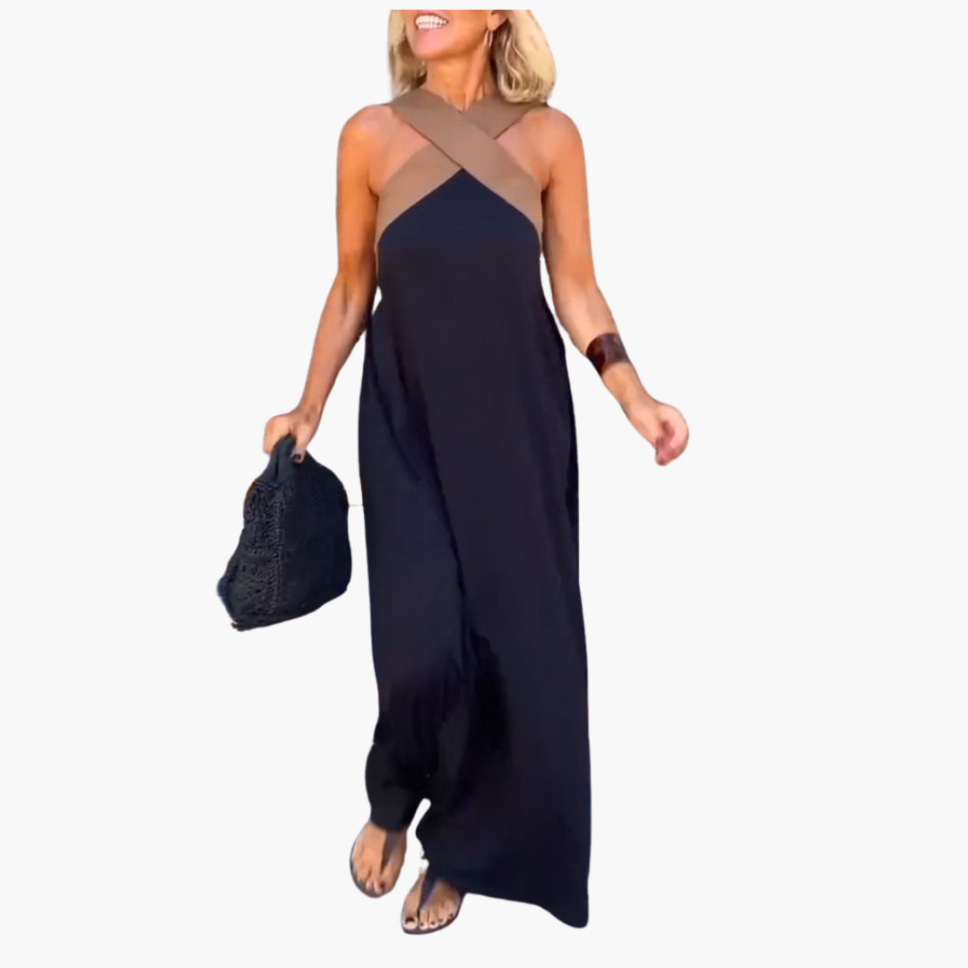 Eliza | Crossover Halter Maxi Dress