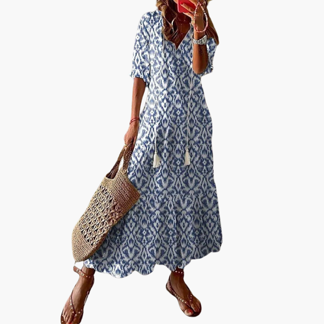 Emma | Boho Vintage V-Neck Summer Dress