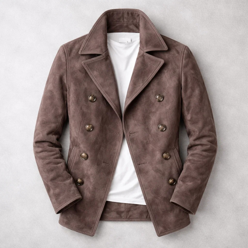 Jan – Suede Double-Breasted Pea Coat