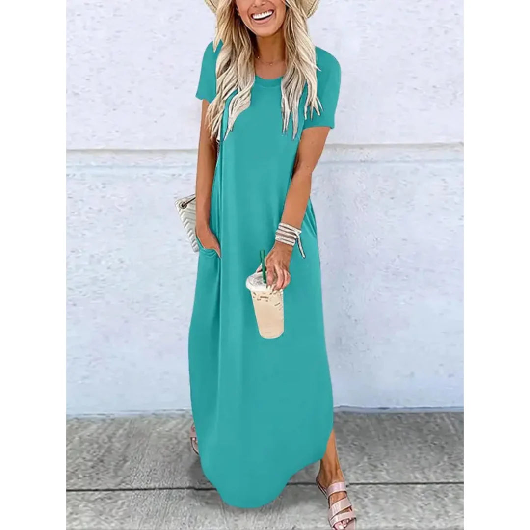 Caylee - Casual Summer Round Neck Maxi Dress