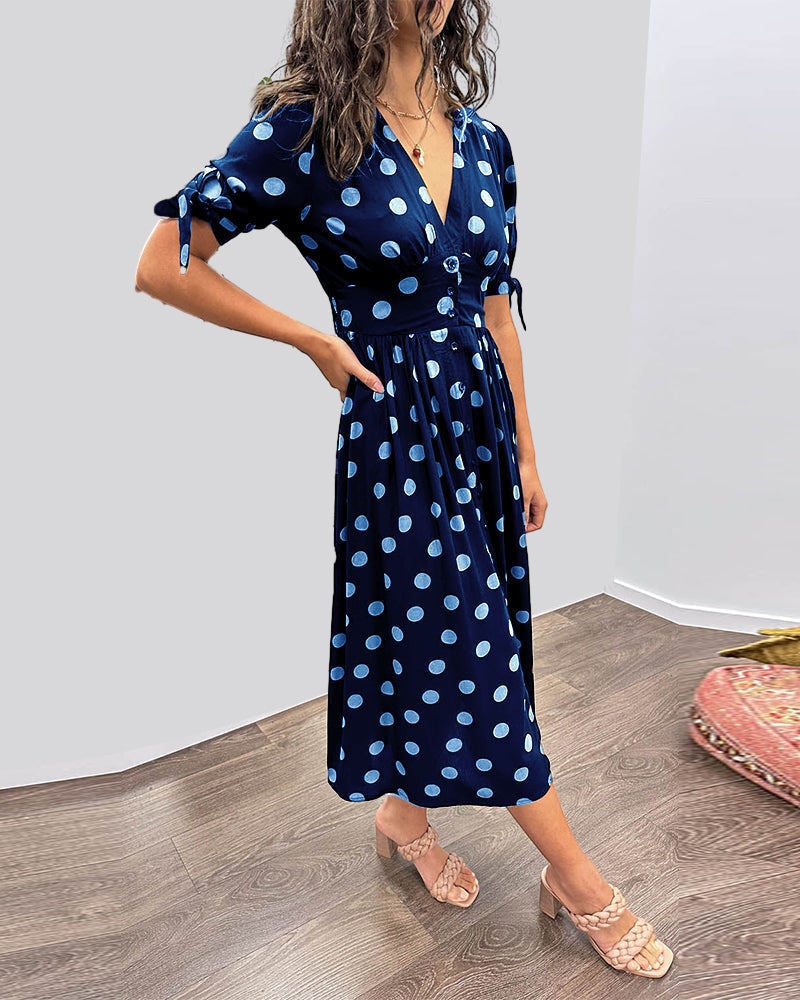 Maddie – Lightweight Polka Dot Dress with Puff Sleeves