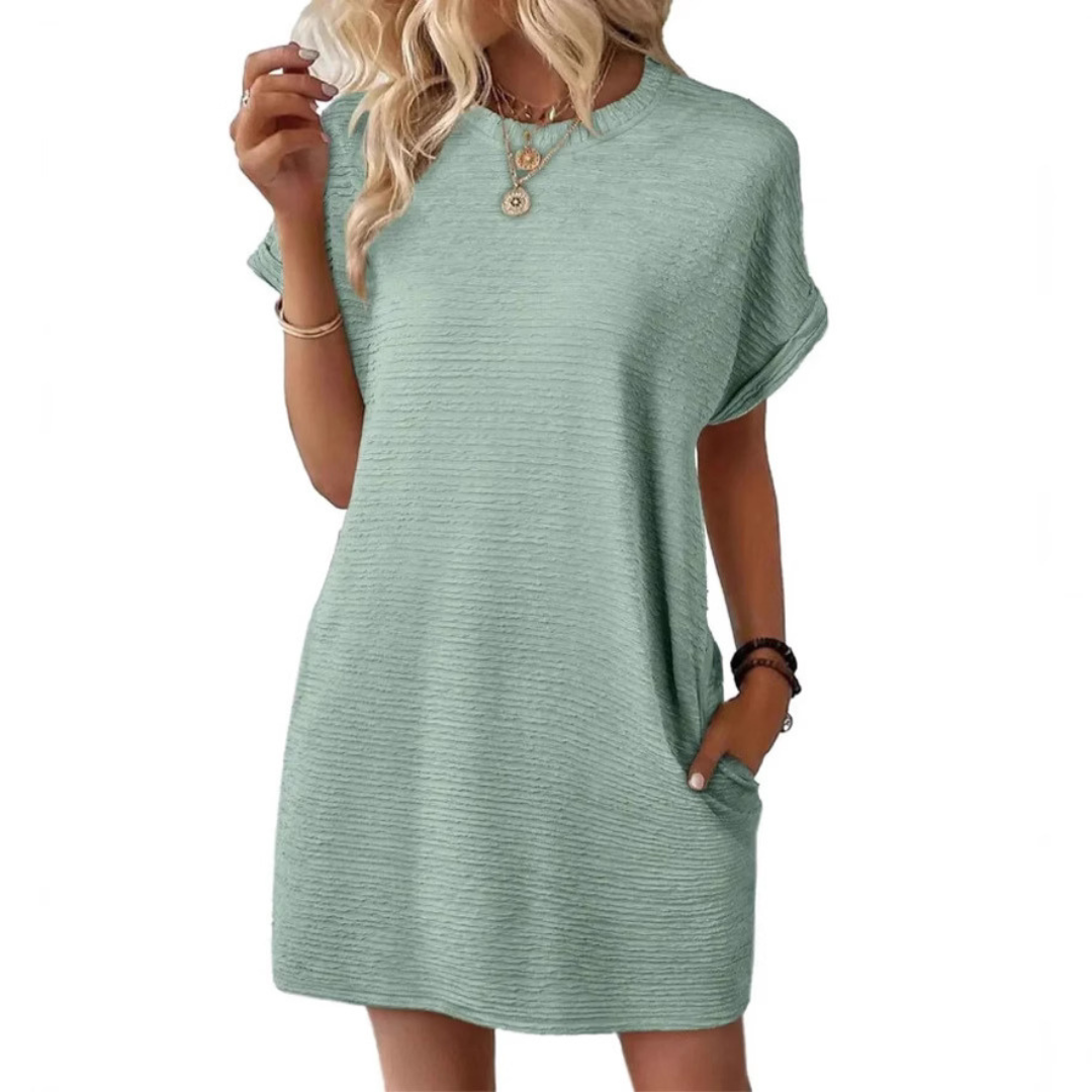 Evah – Casual Minimalist Round Neck Summer Dress