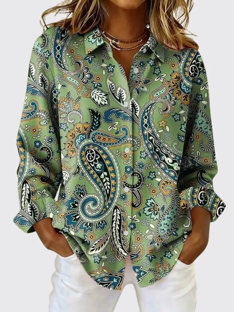 Kayla - Paisley Button-Up Blouse