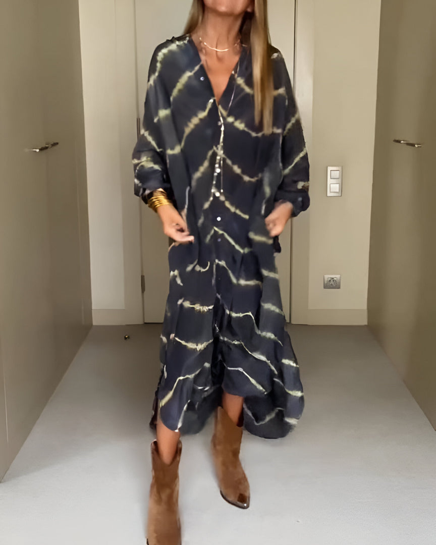 Oriana – Bohemian Striped Maxi Dress