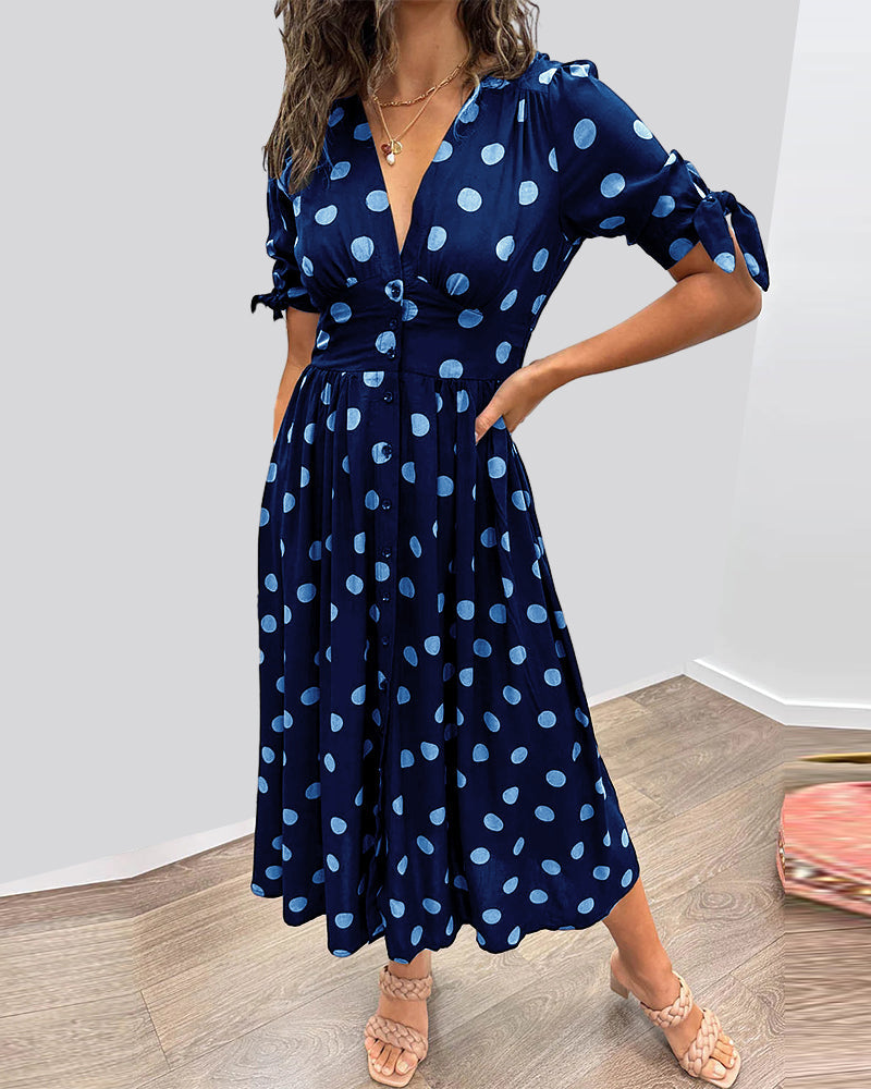 Maddie – Lightweight Polka Dot Dress with Puff Sleeves