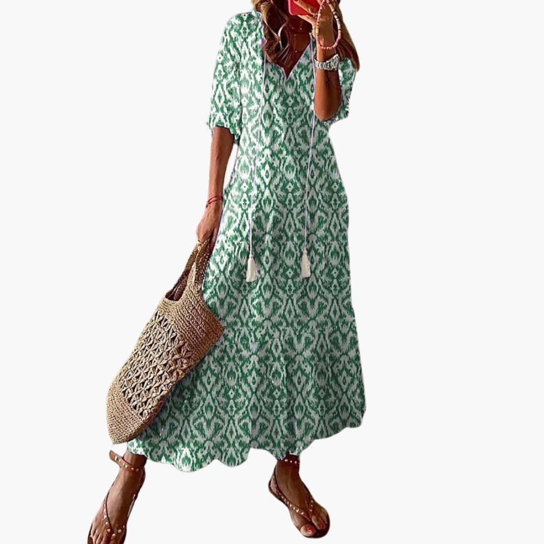 Emma | Boho Vintage V-Neck Summer Dress
