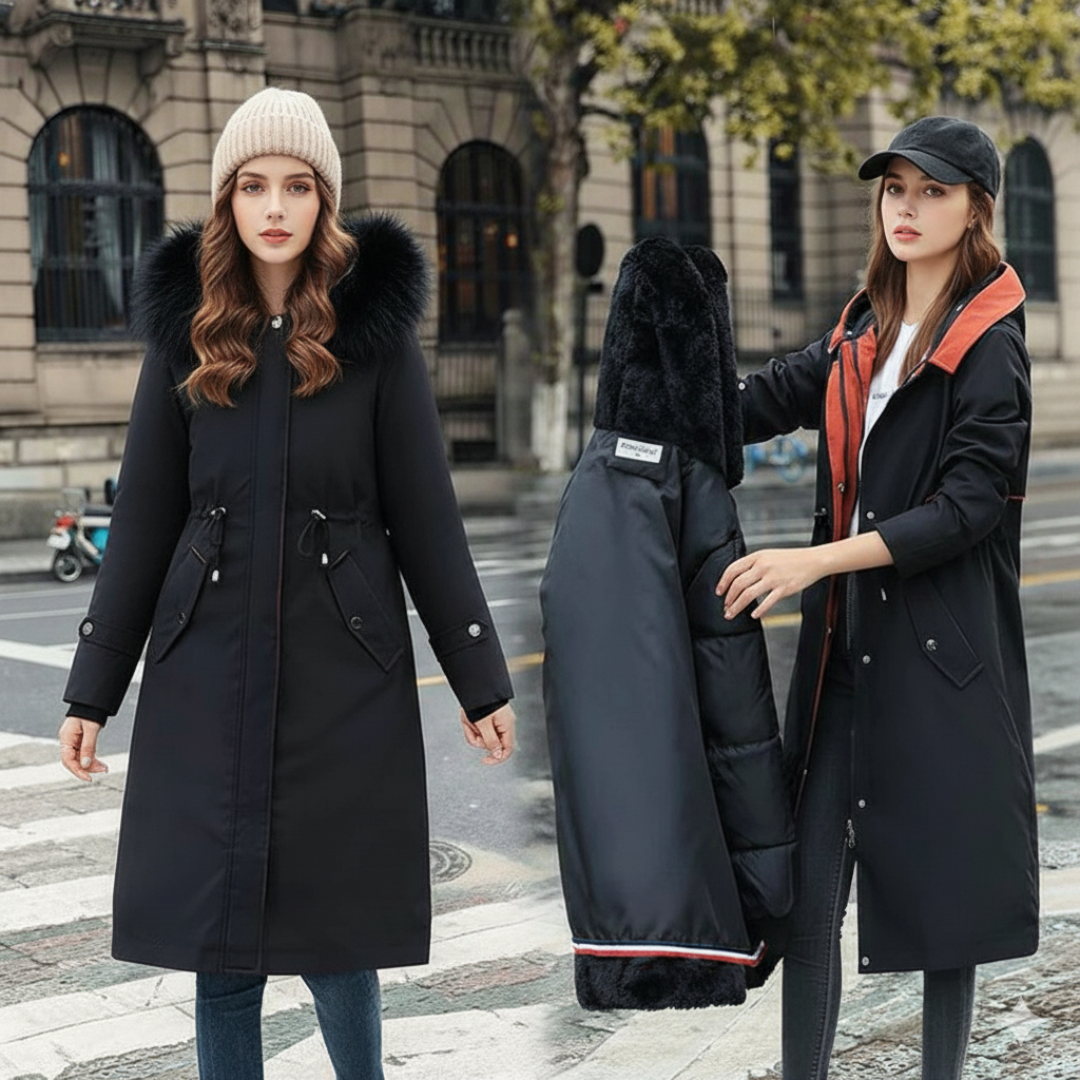 Fionna – Women's Winter Jacket with Hood and Soft Fur Collar