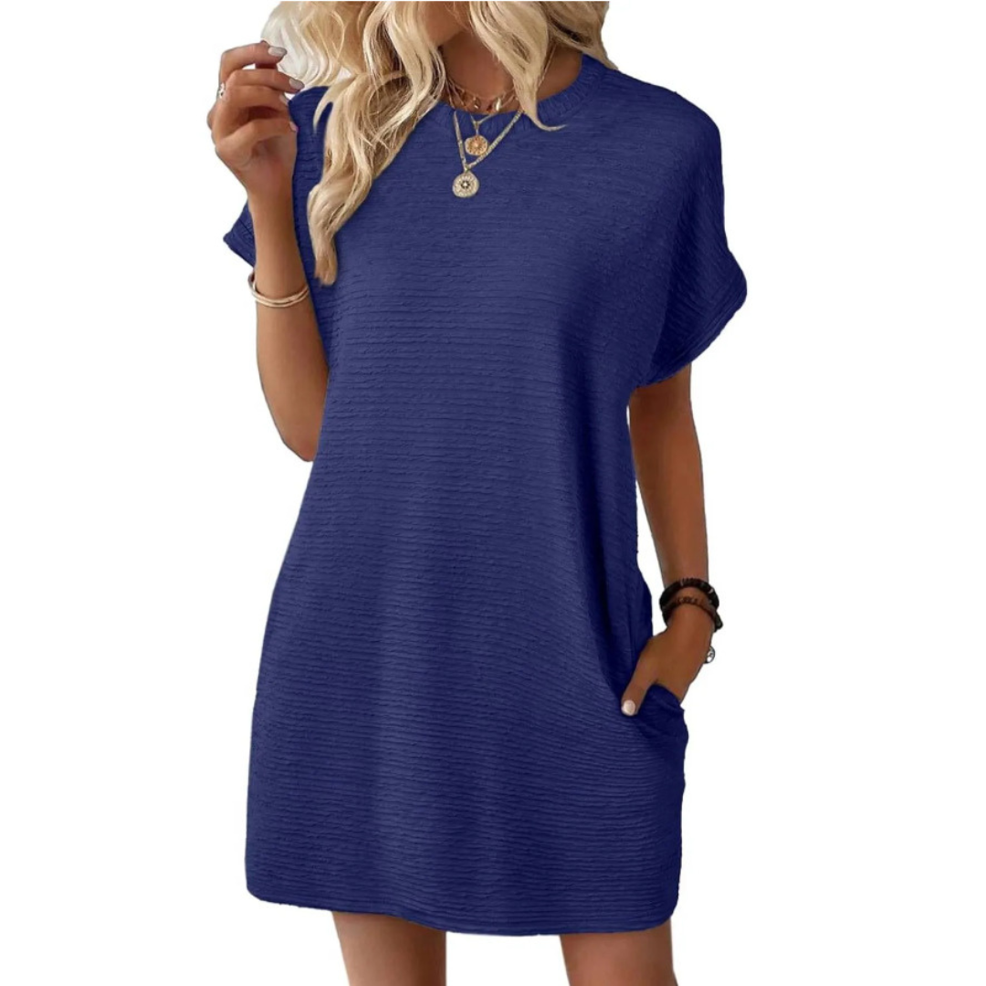 Evah – Casual Minimalist Round Neck Summer Dress