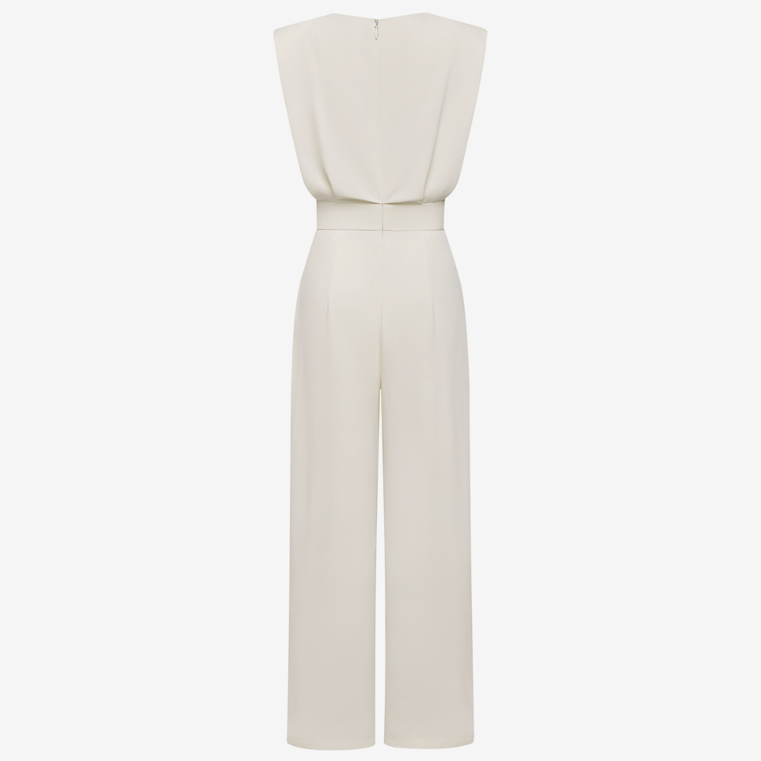 Aries - Elegant Belted Fluid Jumpsuit