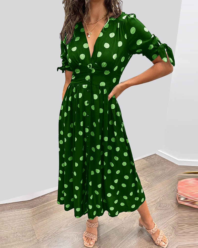 Maddie – Lightweight Polka Dot Dress with Puff Sleeves