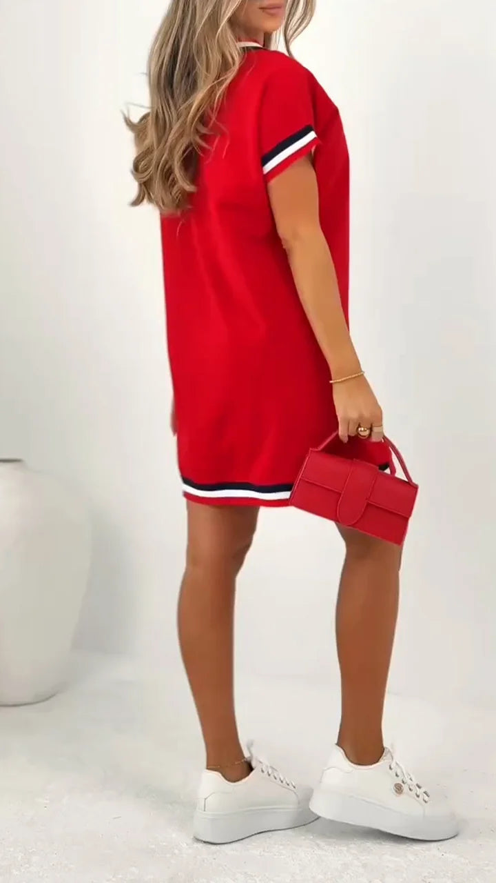 Quinn – Cotton Casual Dress with Contrasting Hem