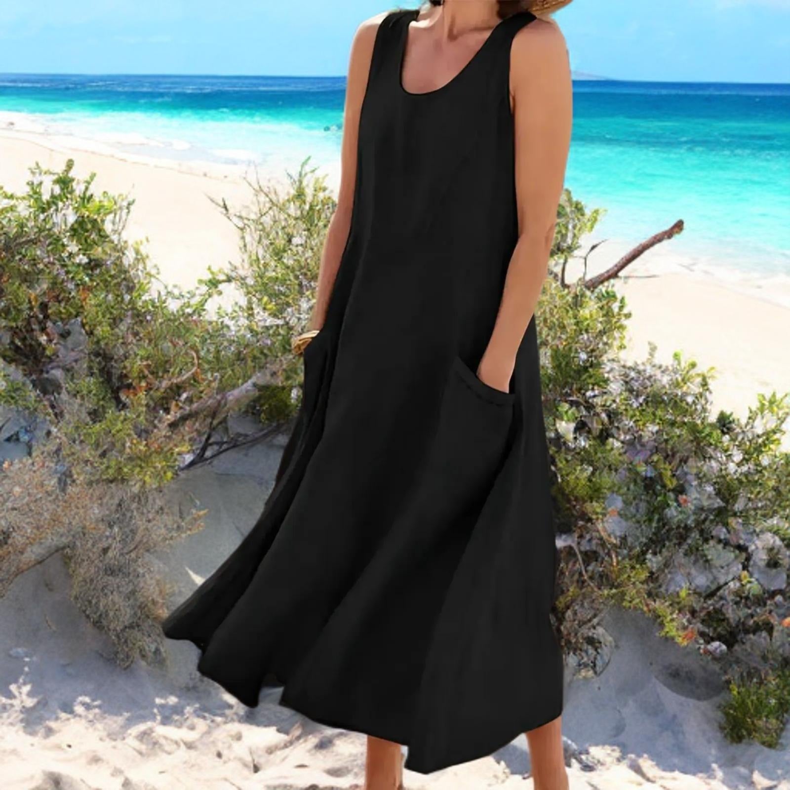 Margarette – Sleeveless Flowy Pocket Dress for Warm Weather Ease