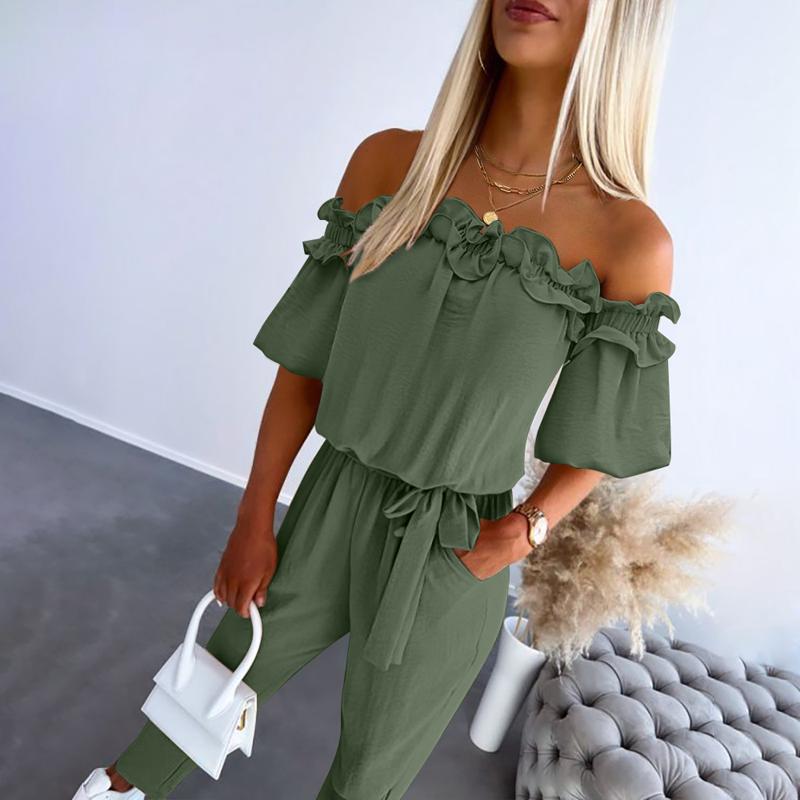 Ilya – Off-Shoulder Frill Tie-Waist Jumpsuit
