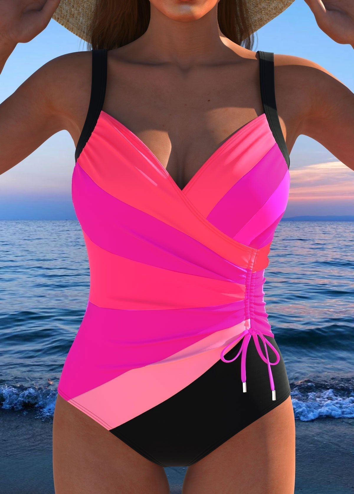 Charlote - Luxury Surplice Swimsuit With Multicolor Print