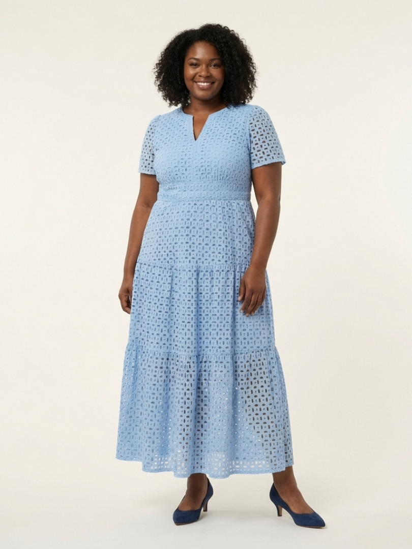 Belle - V-Neck Short Sleeve Midi Dress